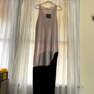 ZARA metallic rose gold and black color block dress